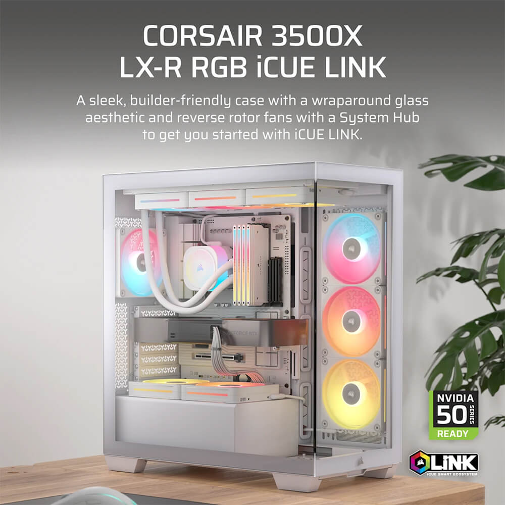 Corsair 3500X LX R RGB iCUE LINK White H2 Corsair 3500X LX-R RGB iCUE LINK White - Tempered Glass Mid-Tower PC Case - Ảnh 2