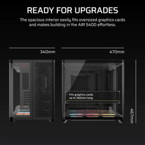 Corsair AIR 5400 LX-R RGB iCUE LINK Black - Triple Chamber Mid-Tower PC Case