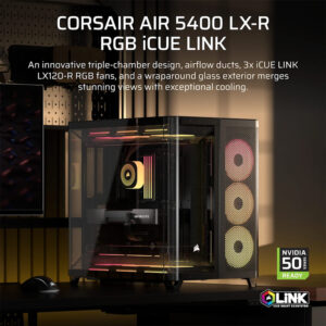 Corsair AIR 5400 LX-R RGB iCUE LINK Black - Triple Chamber Mid-Tower PC Case