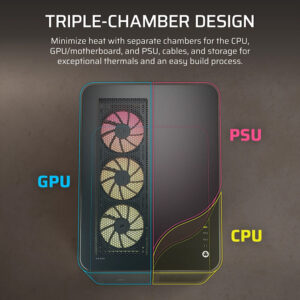 Corsair AIR 5400 LX-R RGB iCUE LINK Black - Triple Chamber Mid-Tower PC Case