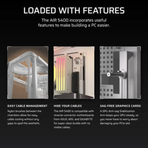 Corsair AIR 5400 LX-R RGB iCUE LINK White - Triple Chamber Mid-Tower PC Case
