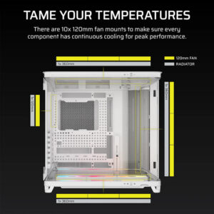 Corsair AIR 5400 LX-R RGB iCUE LINK White - Triple Chamber Mid-Tower PC Case