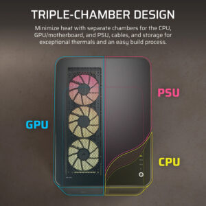 Corsair AIR 5400 RS-R ARGB Black - Triple Chamber Mid-Tower PC Case