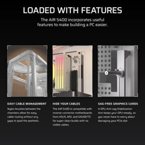 Corsair AIR 5400 RS-R ARGB White - Triple Chamber Mid-Tower PC Case