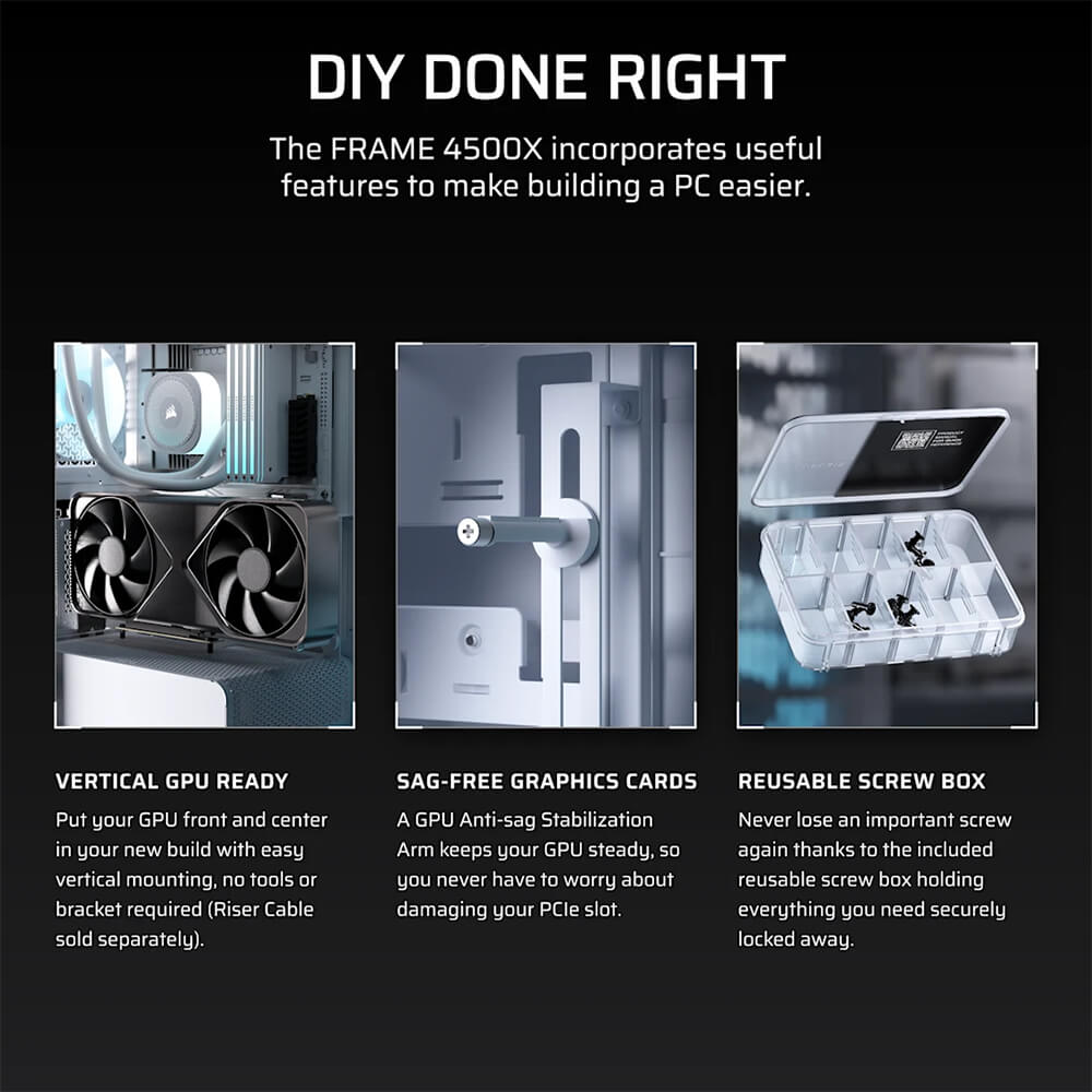 Corsair FRAME 4500X RS R ARGB Panoramic White H10 Corsair FRAME 4500X RS-R ARGB White - Panoramic Glass Mid-Tower PC Case - Ảnh 10