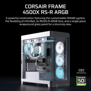 Corsair FRAME 4500X RS R ARGB Panoramic White H2 Corsair FRAME 4500X RS-R ARGB White - Panoramic Glass Mid-Tower PC Case