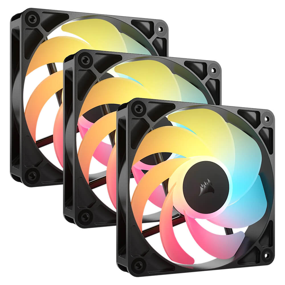 Corsair RS120 R ARGB Black Triple Pack H1 Corsair RS120-R ARGB - 120mm PWM Reverse Fans - Triple Pack - Black