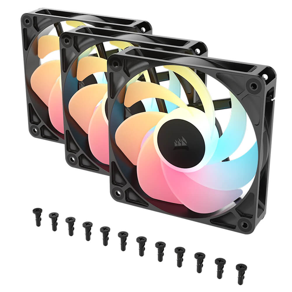 Corsair RS120 R ARGB Black Triple Pack H2 Corsair RS120-R ARGB - 120mm PWM Reverse Fans - Triple Pack - Black - Ảnh 2