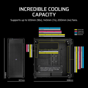 Corsair iCUE LINK 9000D AIRFLOW TG Super-Tower Black - Full-Tower SSI-EEB Case