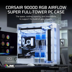Corsair iCUE LINK 9000D AIRFLOW TG Super-Tower White - Full-Tower SSI-EEB Case