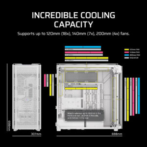Corsair iCUE LINK 9000D AIRFLOW TG Super-Tower White - Full-Tower SSI-EEB Case