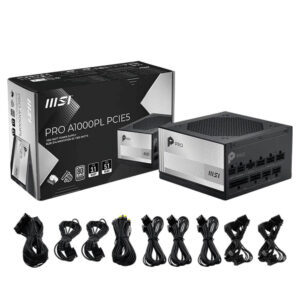 MSI PRO A1000PL PCIE5 - 1000W 80Plus Platinum - Fully Modular - Support PCIe Gen 5.1 Graphics Card
