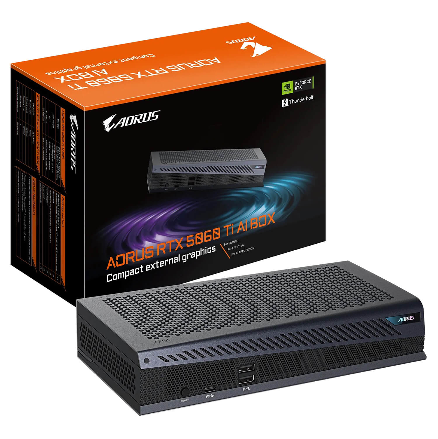 Gigabyte AORUS GeForce RTX™ 5060 Ti AI BOX 16GB GDDR7 eGPU Thunderbolt™ 5 H1 Gigabyte AORUS GeForce RTX™ 5060 Ti AI BOX 16GB GDDR7 - eGPU Thunderbolt™ 5