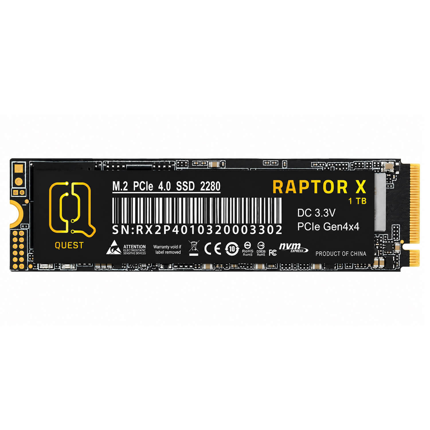 McQuest Digital Raptor X 1TB M.2 NVME PCIe 3.0 x4 SSD H1 McQuest Digital Raptor X 1TB - M.2 NVME PCIe 4.0 x4 SSD