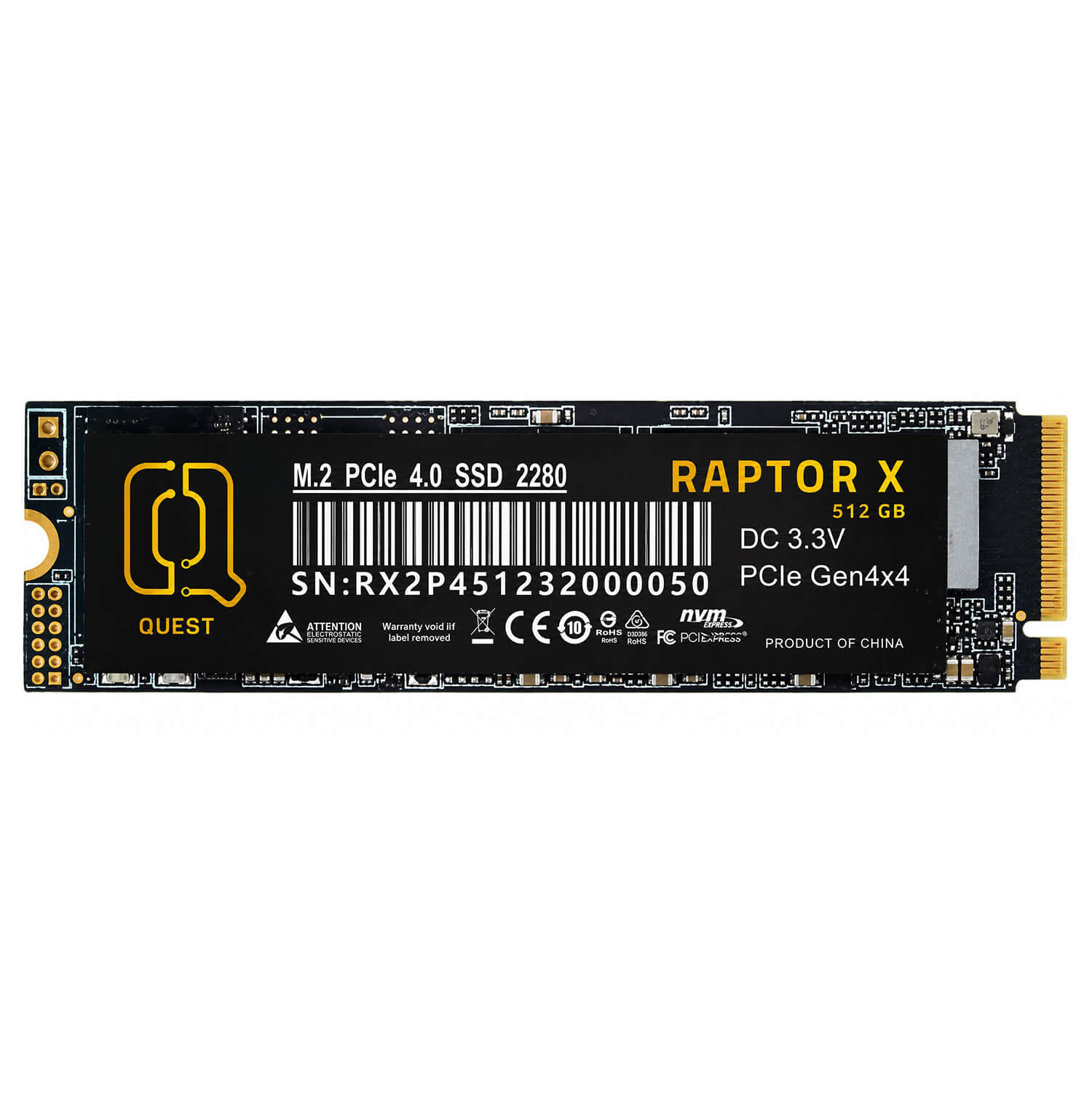McQuest Digital Raptor X 512GB M.2 NVME PCIe 3.0 x4 SSD H1 McQuest Digital Raptor X 512GB - M.2 NVME PCIe 4.0 x4 SSD
