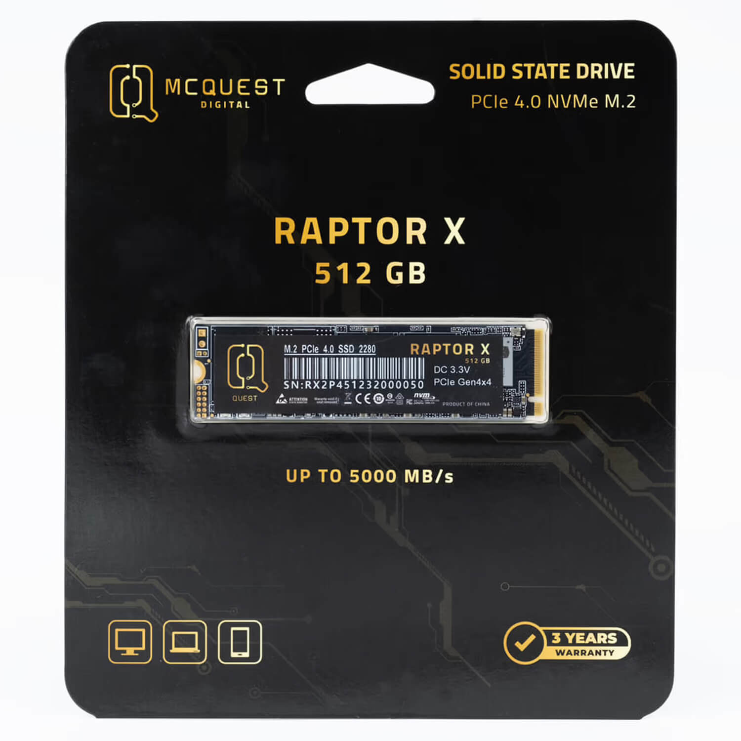 McQuest Digital Raptor X 512GB M.2 NVME PCIe 3.0 x4 SSD H2 McQuest Digital Raptor X 512GB - M.2 NVME PCIe 4.0 x4 SSD - Ảnh 2