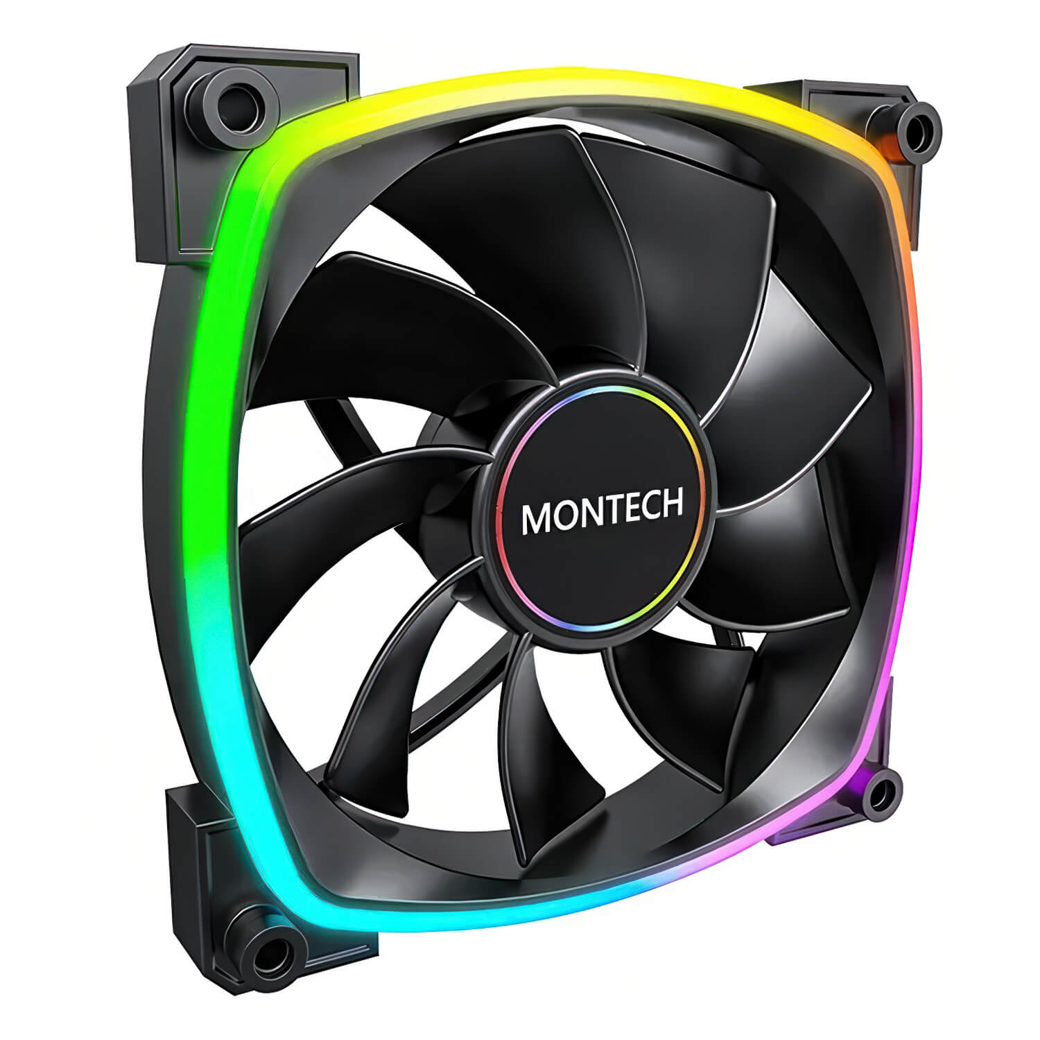 Montech RX140 PWM Black 140mm ARGB LED Fan Case H2 Montech RX140 PWM (Black) - 140mm ARGB LED Fan Case - Ảnh 2