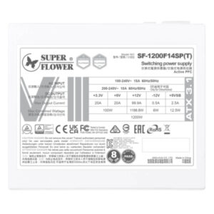SuperFlower LEADEX VIII Platinum Pro 1200W Trang H7 Super Flower LEADEX VIII Platinum PRO 1200W White - ATX 3.1 - 1000W Cybenetics Platinum - Full Modular PSU