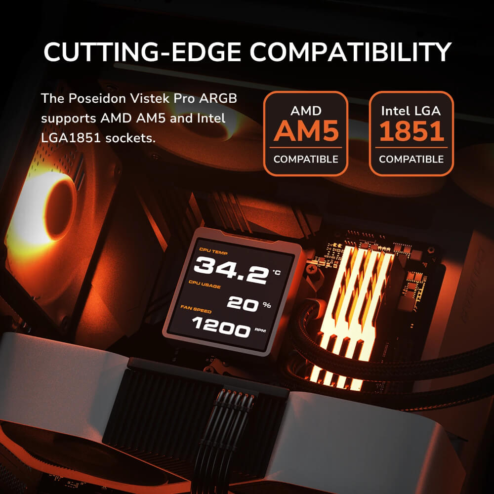 Cougar POSEIDON VISTEK PRO ARGB 360 H5 Cougar POSEIDON VISTEK PRO ARGB 360 White - 360mm Liquid Cooler - Ảnh 9